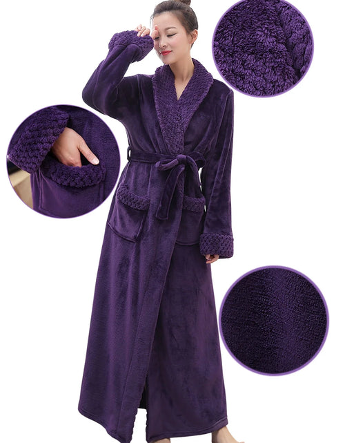 Load image into Gallery viewer, Plush Robes for Women Soft Warm Fleece Bathrobe Ladies Long Comfy Spa Bath Robe Housecoat
