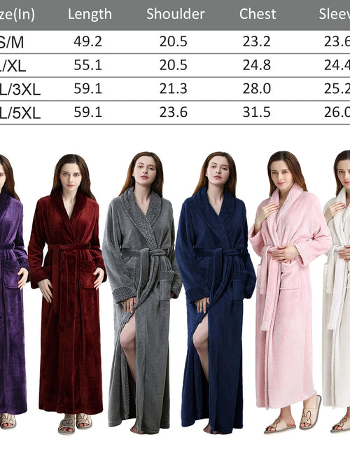 Load image into Gallery viewer, Plush Robes for Women Soft Warm Fleece Bathrobe Ladies Long Comfy Spa Bath Robe Housecoat
