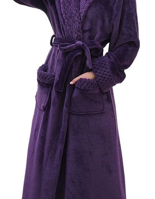 Load image into Gallery viewer, Plush Robes for Women Soft Warm Fleece Bathrobe Ladies Long Comfy Spa Bath Robe Housecoat
