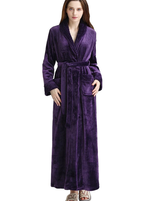 Load image into Gallery viewer, Plush Robes for Women Soft Warm Fleece Bathrobe Ladies Long Comfy Spa Bath Robe Housecoat
