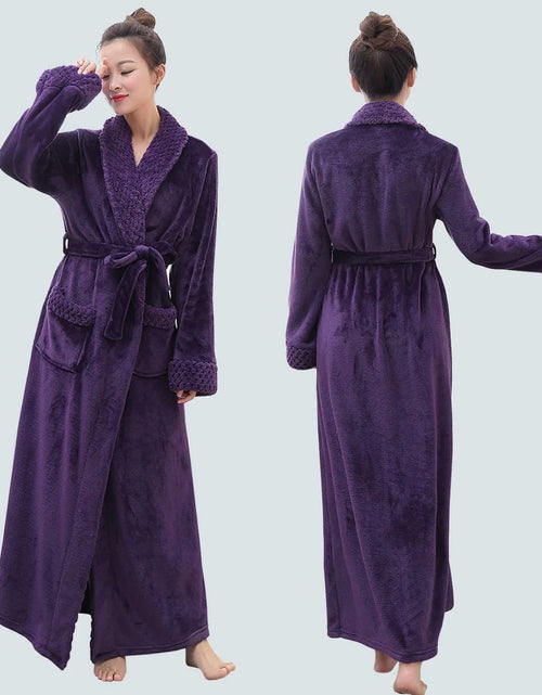 Load image into Gallery viewer, Plush Robes for Women Soft Warm Fleece Bathrobe Ladies Long Comfy Spa Bath Robe Housecoat
