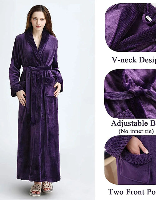 Load image into Gallery viewer, Plush Robes for Women Soft Warm Fleece Bathrobe Ladies Long Comfy Spa Bath Robe Housecoat

