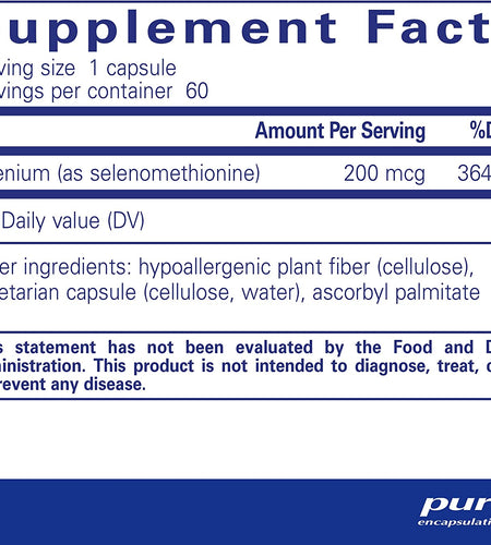 Selenium (Selenomethionine) | Antioxidant Supplement for Immune System, Collagen and Thyroid Support* | 60 Capsules